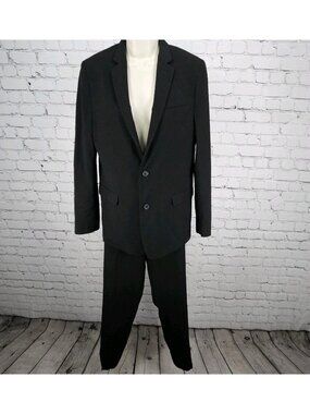 Calvin Klein Black Full Pant Suit Set 2 Piece 2 Button Notch Blazer 20 29x30